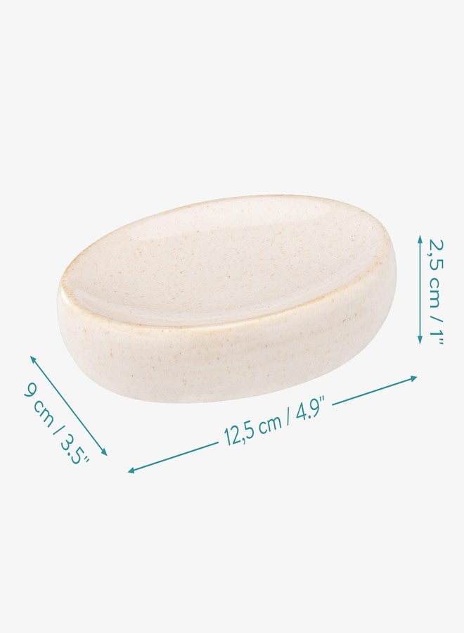 Navaris Ceramic Bathroom Accessories Set (3 Pieces) - Includes Soap Dispenser, Toothbrush Holder, Soap Dish - Modern Bath Accessory Holders - Sand - Image 5