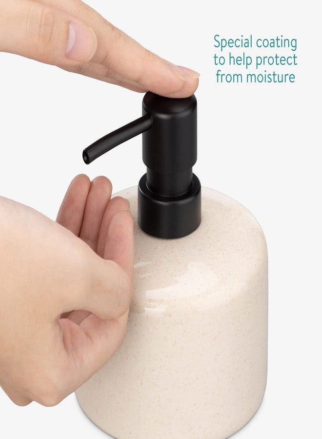 Navaris Ceramic Bathroom Accessories Set (3 Pieces) - Includes Soap Dispenser, Toothbrush Holder, Soap Dish - Modern Bath Accessory Holders - Sand - Image 3