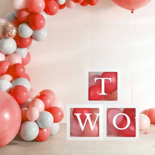 Festi Duck 'TWO' Balloon Box Set - Stylish Lettered Decor for second Birthday & Aniversary Celebration (TWO Birthday Balloon Box) 7 pcs set– 2nd Birthday & second Anniversary - Image 5