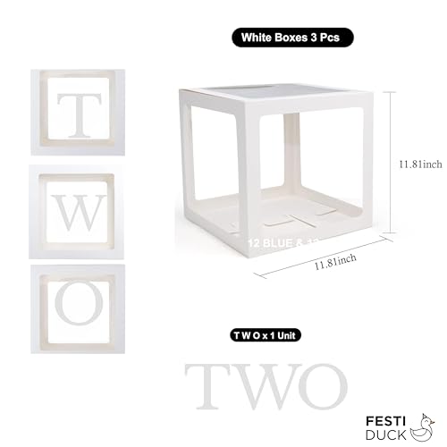 Festi Duck 'TWO' Balloon Box Set - Stylish Lettered Decor for second Birthday & Aniversary Celebration (TWO Birthday Balloon Box) 7 pcs set– 2nd Birthday & second Anniversary - Image 2