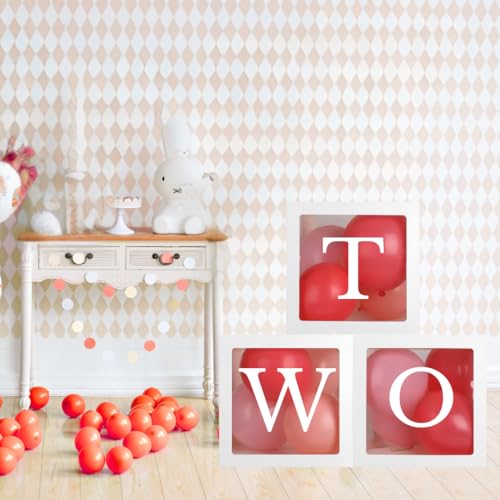 Festi Duck 'TWO' Balloon Box Set - Stylish Lettered Decor for second Birthday & Aniversary Celebration (TWO Birthday Balloon Box) 7 pcs set– 2nd Birthday & second Anniversary - Image 1