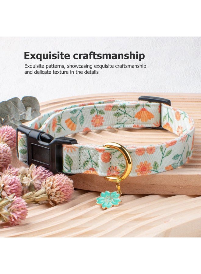 FYEQYAOU Cotton Handmade Dog Collar Cute and Distinctive Patterns Green Sunflower with Pendant Cute Dog Collars for Small Medium Large Dogs Girl Dogs Boy Dogs M - Image 5