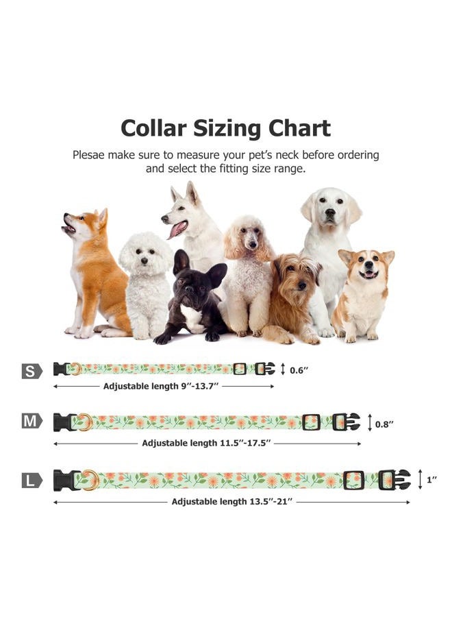 FYEQYAOU Cotton Handmade Dog Collar Cute and Distinctive Patterns Green Sunflower with Pendant Cute Dog Collars for Small Medium Large Dogs Girl Dogs Boy Dogs M - Image 3