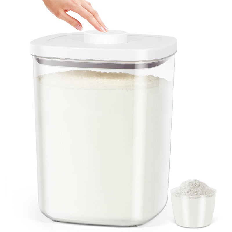 TBMAXS Airtight Rice Container 20 Lbs, Clear PET Plastic Food Storage Container Bin For Flour Sugar, Dry Food Holder with Easy Locking Lid for Kitchen Pantry Organization and Storage - Image 1