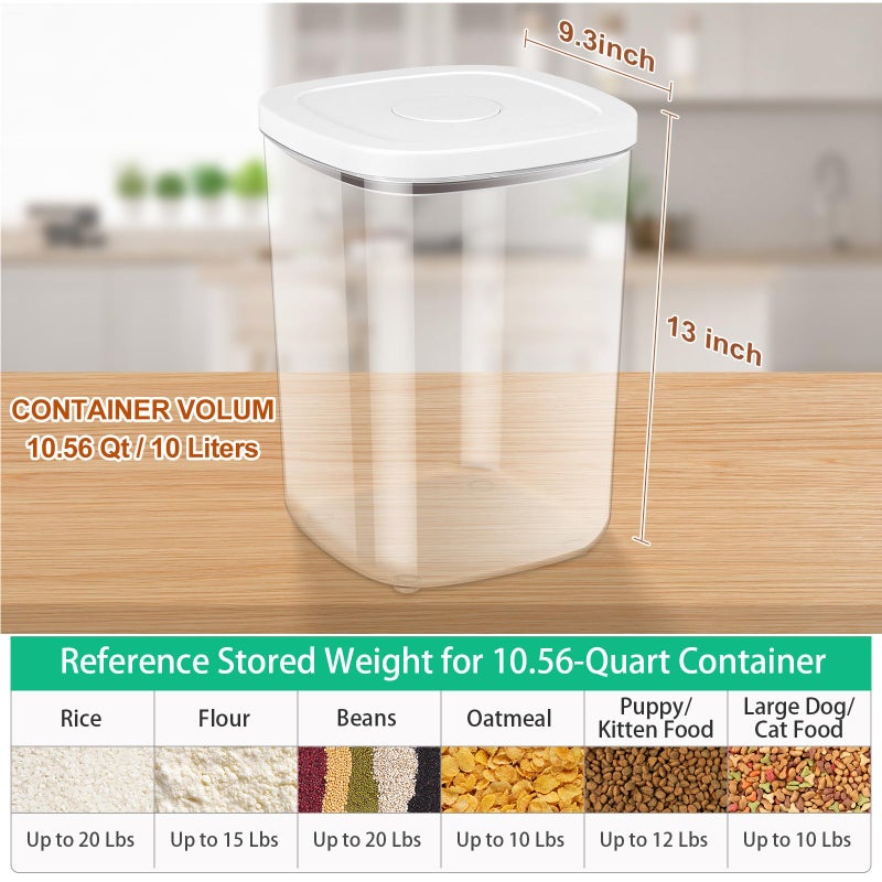 TBMAXS Airtight Rice Container 20 Lbs, Clear PET Plastic Food Storage Container Bin For Flour Sugar, Dry Food Holder with Easy Locking Lid for Kitchen Pantry Organization and Storage - Image 2