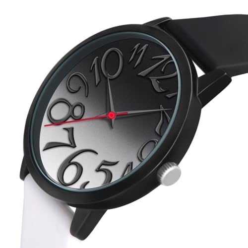 Bisley 37MM Watch for Women Black and White Watch Silicone Strap Waterproof Watch Big Face Easy to Read - Image 3