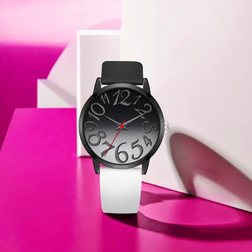 Bisley 37MM Watch for Women Black and White Watch Silicone Strap Waterproof Watch Big Face Easy to Read - Image 2