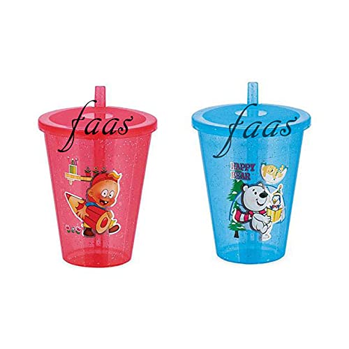 faas Sipper Glass with Lid for Kids for Water and Milk Travel Use Accessories (Pack of 2) - Image 5