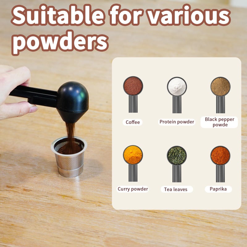 Mudygelay Coffee Scoop with Funnel for Ground Coffee, Protein Powder & Tea, for Reusable K Cup Refiller, 2TBSP Mess-Free, Funnel Design Prevents Spills (Black, 1-Pack) - Image 5