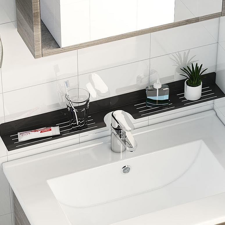 Smart Saver Bathroom Shelf, Floating Over Sink Shelf with U Shape Cut-Out Design, Wall Mounted Bathroom Sink Shelf Over Faucet for Bathroom, Kitchen, Toilet, Laundry - Image 1