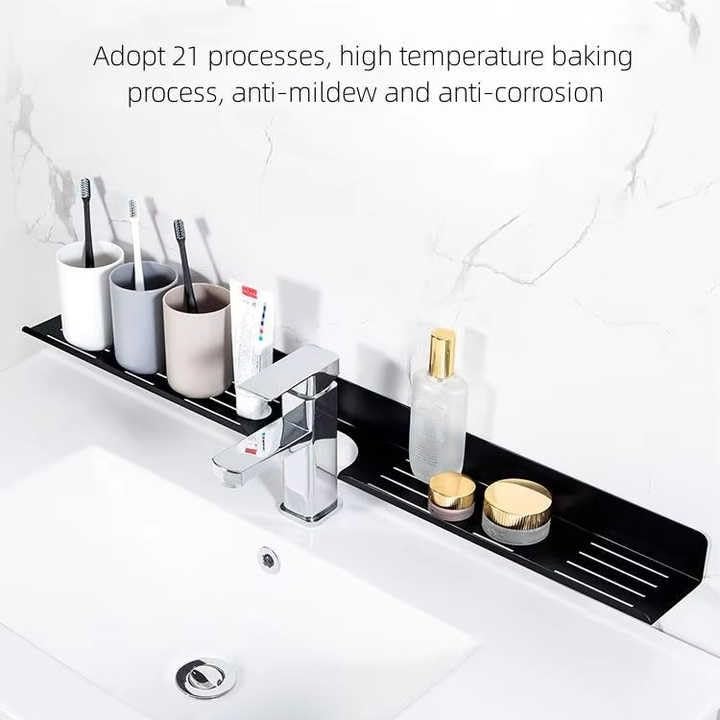 Smart Saver Bathroom Shelf, Floating Over Sink Shelf with U Shape Cut-Out Design, Wall Mounted Bathroom Sink Shelf Over Faucet for Bathroom, Kitchen, Toilet, Laundry - Image 4