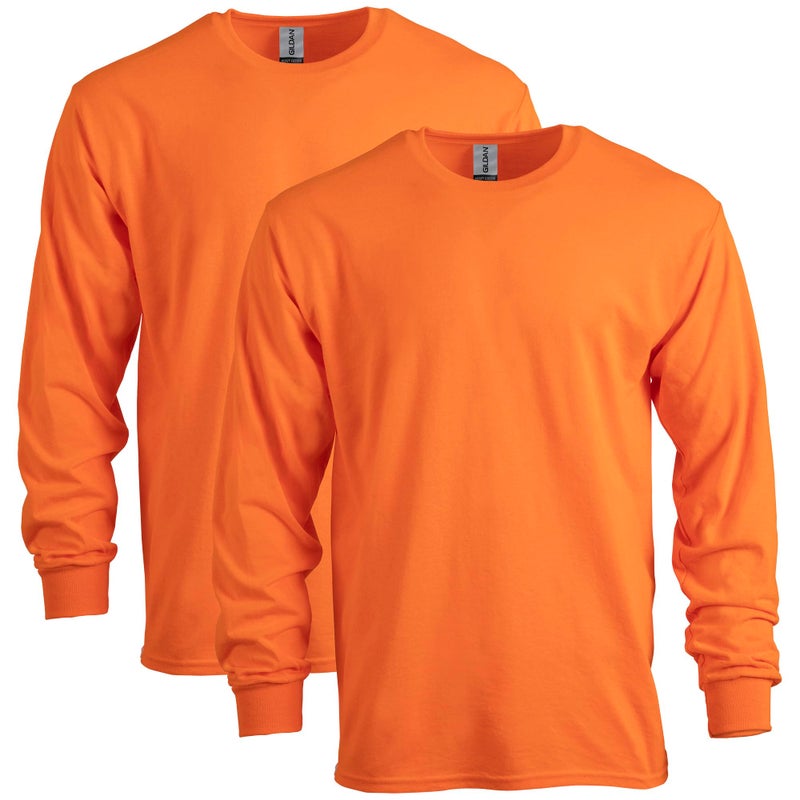 Gildan Adult Heavy Cotton Long Sleeve TShirt Style G5400 2Pack Safety Orange Medium - Image 2