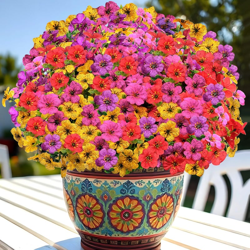 SZFIXEZ Mixed Color Artificial Flowers - 12 Bundles 7 Branches Each, Realistic Fade Resistant Fake Flowers, Indoor Outdoor Decor for Home Wedding Garden Party, Spring Summer Floral Arrangements - Image 1