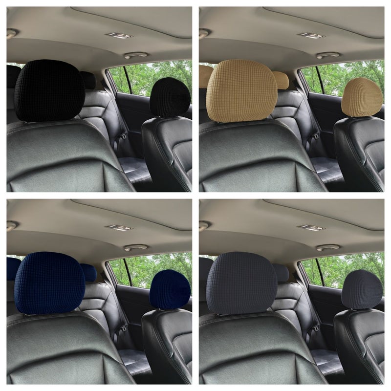 Sand 3pcs Stretchable Car Seat Headrest Covers Washable Removable Breathable - Image 4