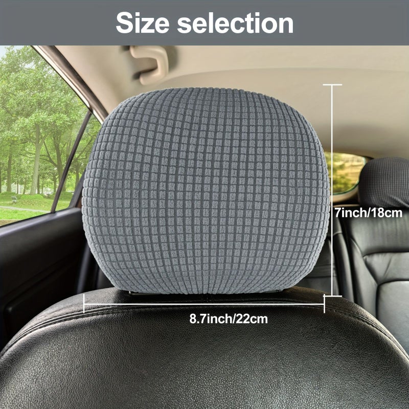 Sand 3pcs Stretchable Car Seat Headrest Covers Washable Removable Breathable - Image 3
