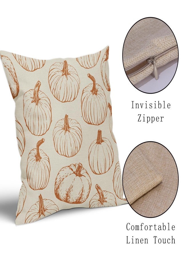 Aytipun Fall Pillow Covers 18x18 Set of 2 Burnt Orange Pumpkin Autumn Thanksgiving Harvest Decorative Throw Pillows Outdoor Cushion Case Sofa Couch Bed Decor - Image 4