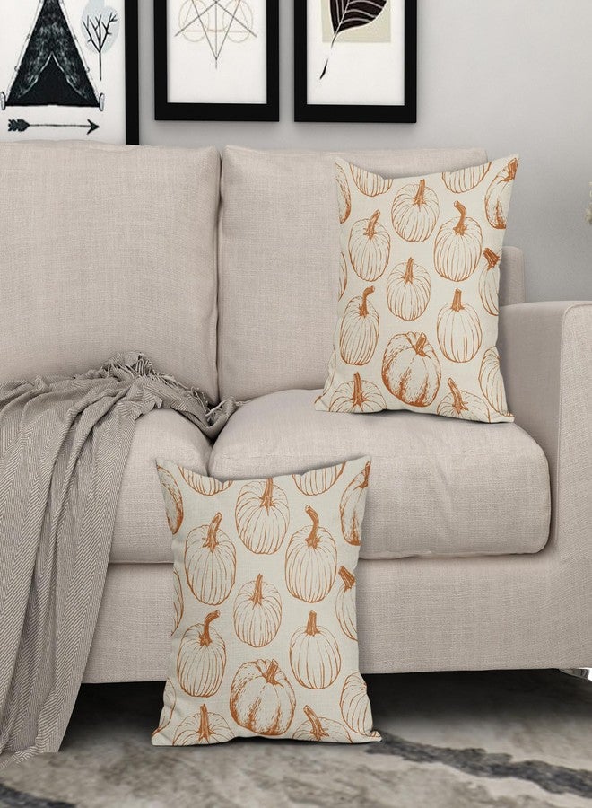 Aytipun Fall Pillow Covers 18x18 Set of 2 Burnt Orange Pumpkin Autumn Thanksgiving Harvest Decorative Throw Pillows Outdoor Cushion Case Sofa Couch Bed Decor - Image 3