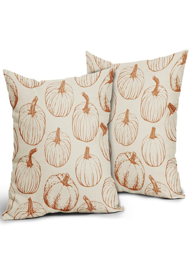 Aytipun Fall Pillow Covers 18x18 Set of 2 Burnt Orange Pumpkin Autumn Thanksgiving Harvest Decorative Throw Pillows Outdoor Cushion Case Sofa Couch Bed Decor - Image 2