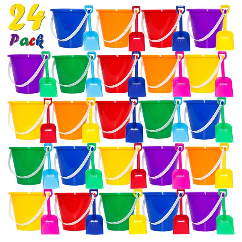 Holady 528 Inch Sand Beach Buckets Pail with ShovelsSand Bucket Water Pail for Beach Fun Great Summer Party Accessory24 Bucket24 Shovels - Image 2