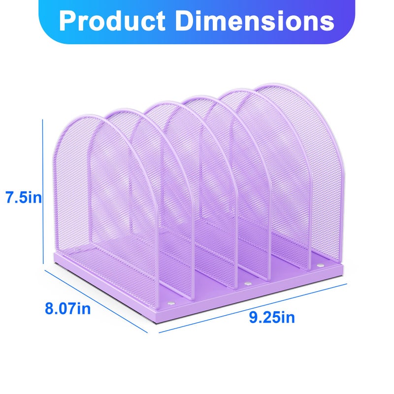gianotter Desktop File Organizer, Desk Organizer with 5 Compartments, Paper Organizer for Desk, Workspace Organizers for Office Supplies (Purple) - Image 3