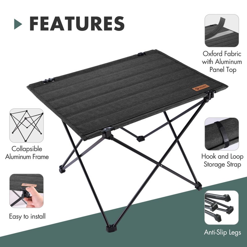 VILLEY Folding Camping Table with Carry Bag, Portable Lightweight Beach Table with Oxford Fabric and Reinforced Aluminum Panel for Outdoor, Camping, Picnic, Backyards, BBQ - Image 4