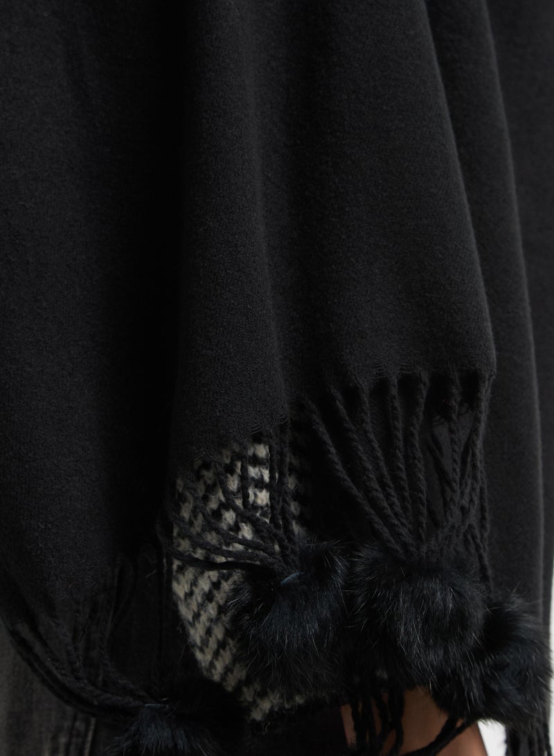 ELLA Pompom Detail Long Winter Scarf  - Image 5