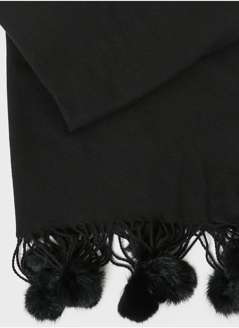 ايلا Pompom Detail Long Winter Scarf