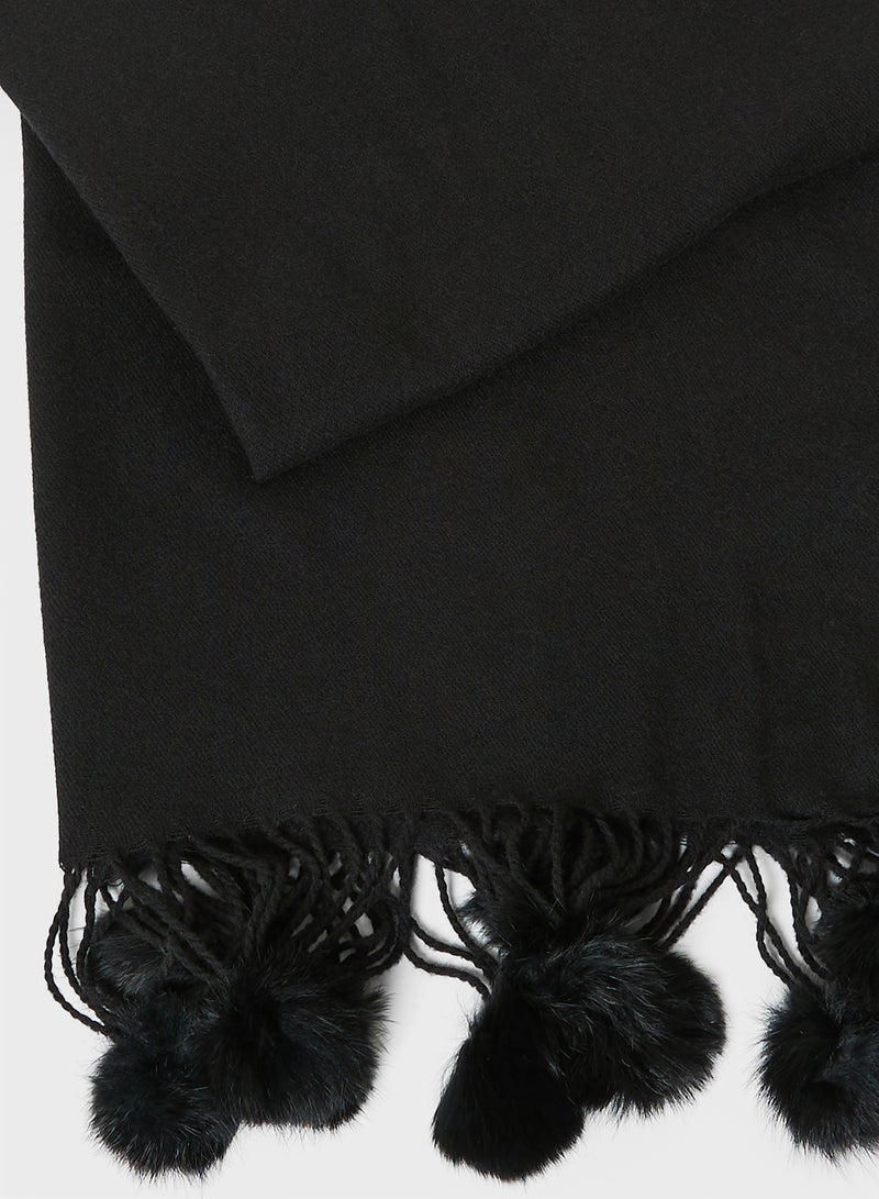 ELLA Pompom Detail Long Winter Scarf  - Image 2