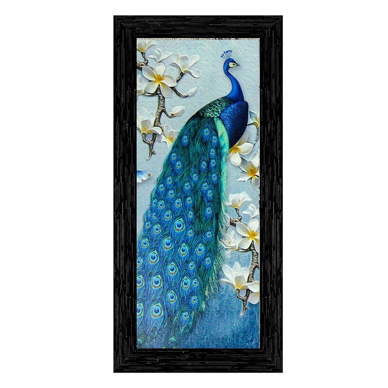Indianara Indianara Set of 3 Beautiful Pair of Peacock and Flower vase Framed Art Painting 6 X 13 102 X 13 6 X 13 inch Black - Image 4