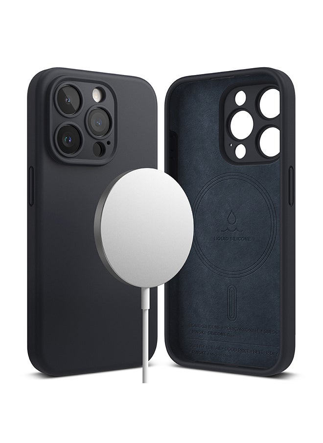 Rearth - Silicone Magnetic Compatible with iPhone 15 Pro Case Cover Powerful Magnet Long Lasting Silky Feel Anti-Fingerprint Back Cover - Deep Blue - Image 1