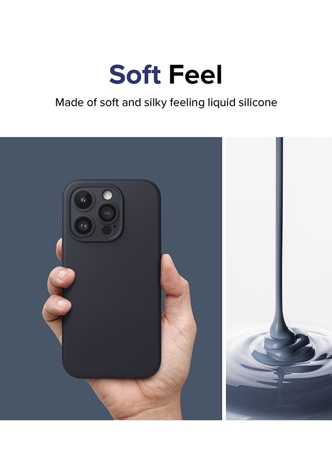 Rearth - Silicone Magnetic Compatible with iPhone 15 Pro Case Cover Powerful Magnet Long Lasting Silky Feel Anti-Fingerprint Back Cover - Deep Blue - Image 1
