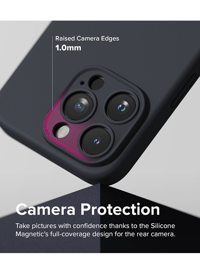 Rearth - Silicone Magnetic Compatible with iPhone 15 Pro Case Cover Powerful Magnet Long Lasting Silky Feel Anti-Fingerprint Back Cover - Deep Blue - Image 1