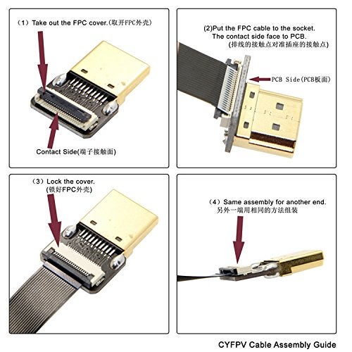 chenyang FPC 20Pin Micro HDMI Flat Male 90 Degree UP Angled Connector for Ribbon Cable,Raspberry Pi, GoPro,Mini Display, Drone, Camera, Gimbal - Image 5
