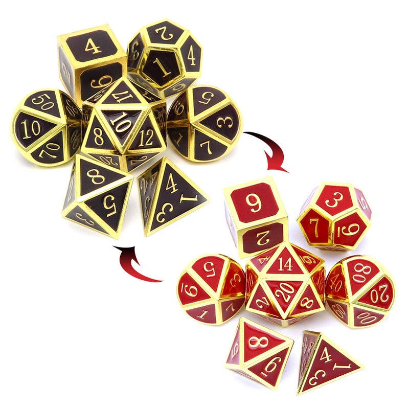 Haxtec Metal DND Dice Set Heat Sensitive Color Changing Metal Dice Polyhedral DD Dice Compatible with Dungeons and Dragons RPG Gold Black Red Shift - Image 3