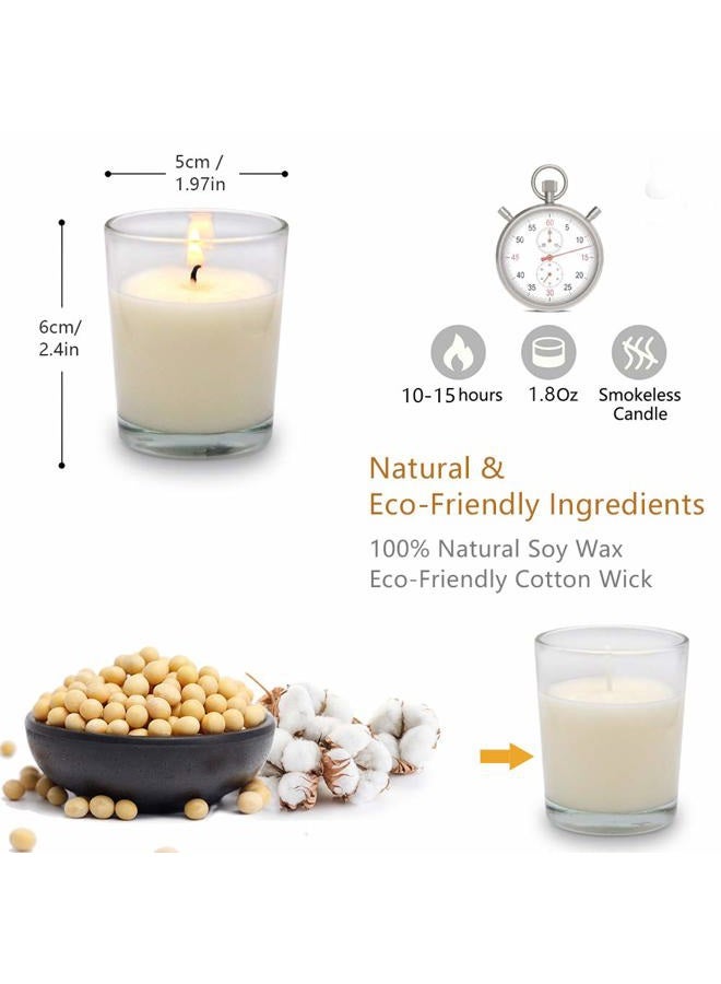 SCEN Set of 12 White Votive Candles Clear Glass Filled Unted Soy Wax Candle for Home Décor Spa Weddings Birthday Holidays Party and DIY - Image 5