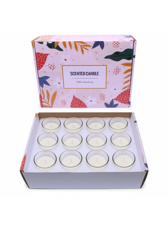 SCEN Set of 12 White Votive Candles Clear Glass Filled Unted Soy Wax Candle for Home Décor Spa Weddings Birthday Holidays Party and DIY - Image 2