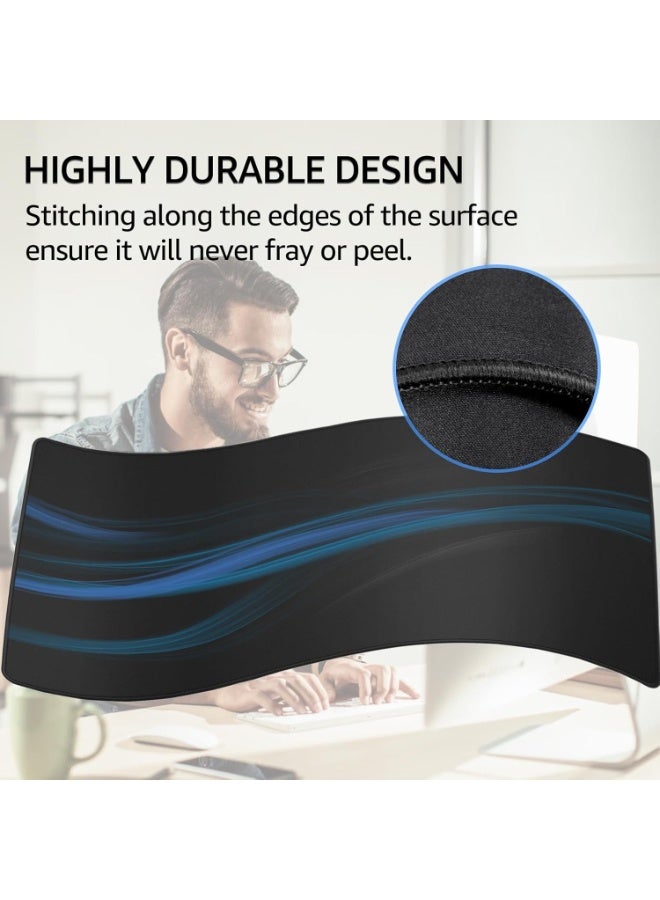 Large gaming mousepad, made with premium microwoven fabric, extended desktop mousepad, stitched edges, non-slip base, waterproof keyboard pad, suitable for gamers, office and home use. Dimensions: 31.5 x 11.8 inches, black. - Image 2