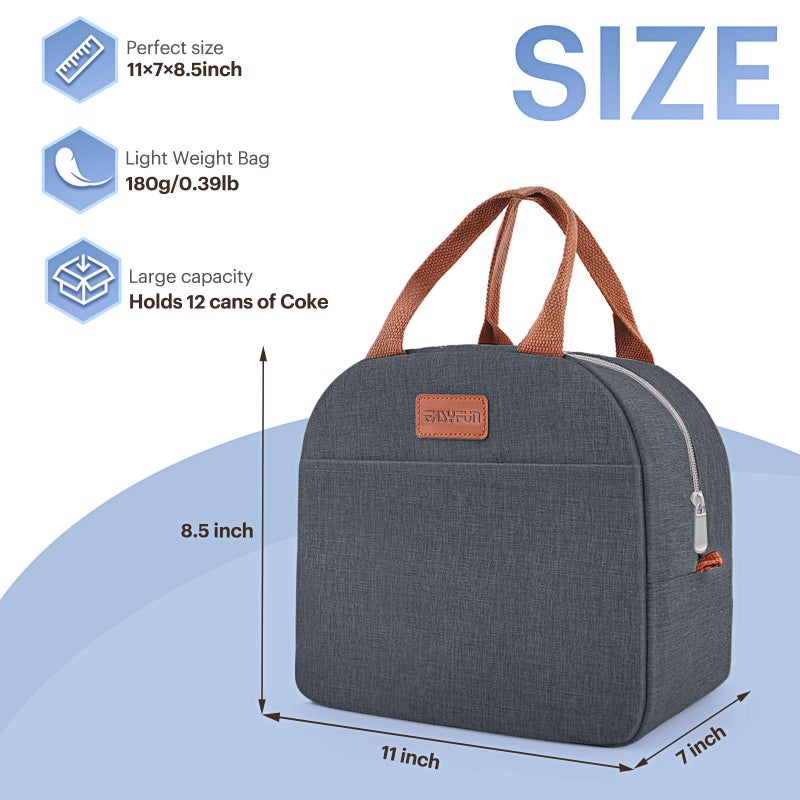 Easyfun Lunch Bag for Women & Men Adult Insulated Lunch Box, Small Leakproof Cooler Food Lunch Containers Reusable High Capacity Lunch Tote Bags for Work, Travel, Outdoor (Navy Blue) - Image 2