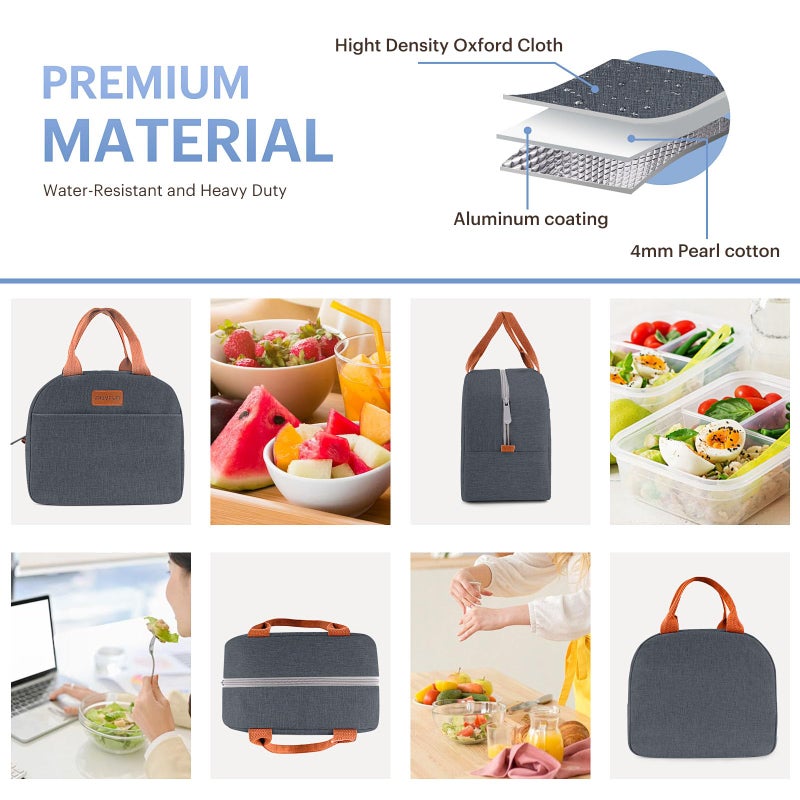 Easyfun Lunch Bag for Women & Men Adult Insulated Lunch Box, Small Leakproof Cooler Food Lunch Containers Reusable High Capacity Lunch Tote Bags for Work, Travel, Outdoor (Navy Blue) - Image 5
