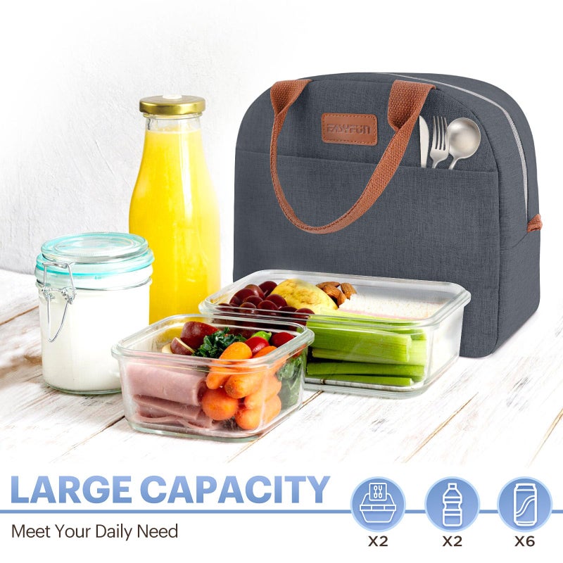 Easyfun Lunch Bag for Women & Men Adult Insulated Lunch Box, Small Leakproof Cooler Food Lunch Containers Reusable High Capacity Lunch Tote Bags for Work, Travel, Outdoor (Navy Blue) - Image 3