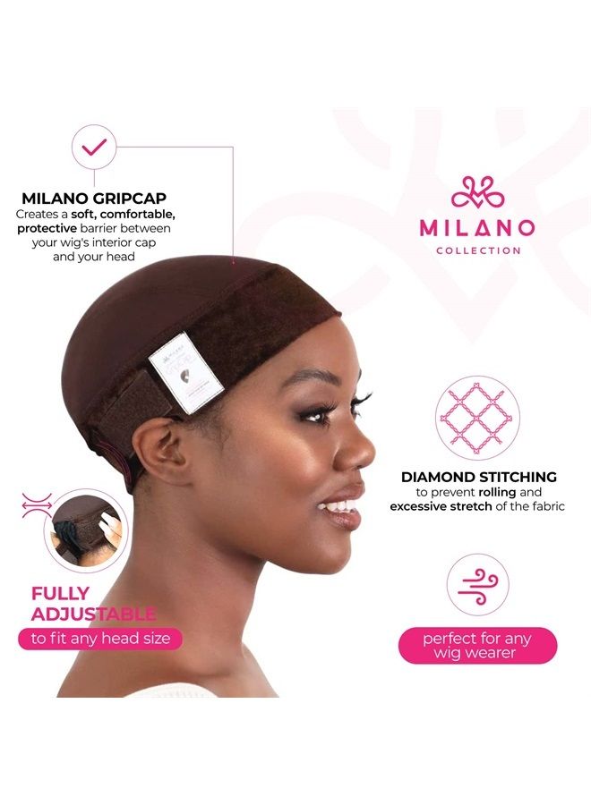 MILANO COLLECTION Wig Grip Cap for Women | Stocking Dome Cap with Built In Elastic Headband | Non Slip Wig Gripper Accessories for Keeping Wigs Lace Front In Place, Chocolate Brown, 2 Pack - Image 3