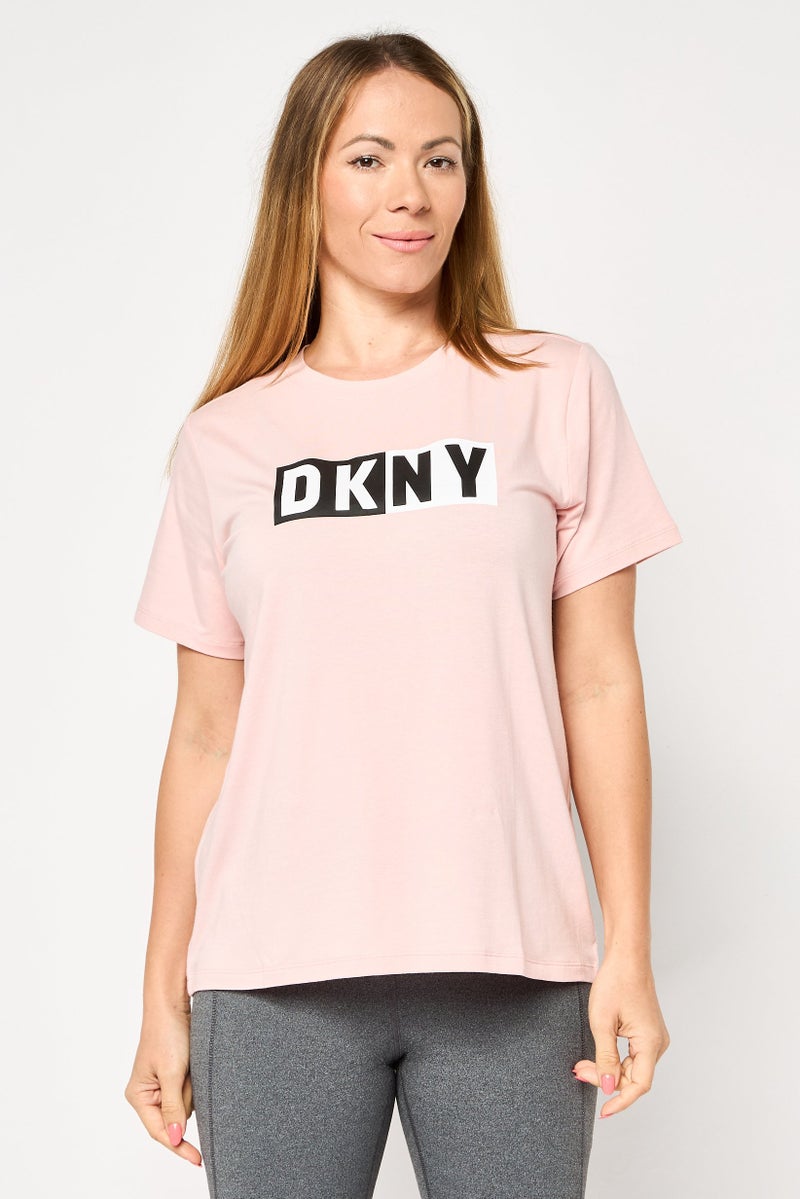 DKNY Sport Women Sportswear Fit Short Sleeves Outdoor T-Shirt, Pink - Image 1