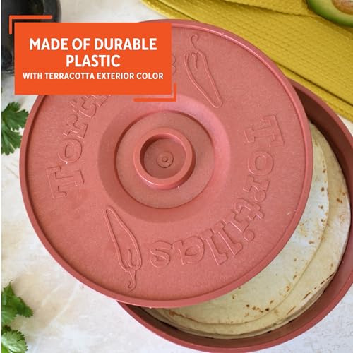 Imusa 8in Plastic Tortilla Warmer, Terracotta Color, Traditional Mexican Server for Keeping Tortillas, Wraps, and Flatbreads Warm - Image 3