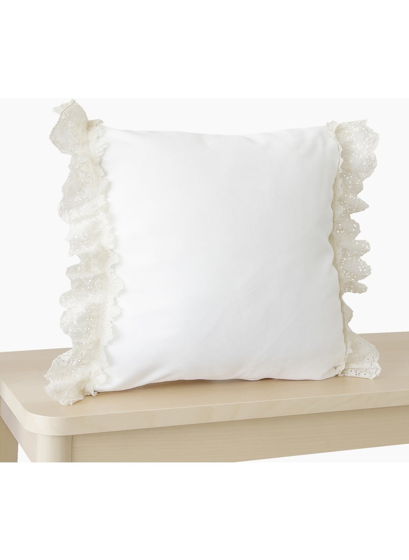 Ritmo Home Frilly Vintage Lace Bohemian Style White Throw Pillow Cover  - Image 1