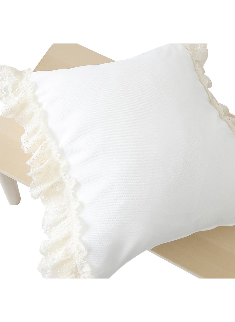 Ritmo Home Frilly Vintage Lace Bohemian Style White Throw Pillow Cover  - Image 3
