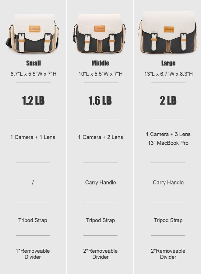 Cwatcun Camera Shoulder Bag Compact Camera Case, Small Waterproof Camera Messenger Bag with Tripod Holder, Travel Photography Bag for Canon, Nikon, Sony, Fuji DSLR/SLR/Mirrorless Camera, Lens - Image 2