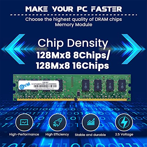 EVM 2GB DDR2 Desktop RAM 667MHz Long-DIMM – 1.8V Low Voltage, 240-PIN Pin, Intel & AMD Compatible, High-Speed PC Memory Upgrade – 10 Year Warranty (EVMT2G6670U86P) - Image 3