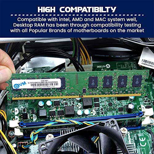 EVM 2GB DDR2 Desktop RAM 667MHz Long-DIMM – 1.8V Low Voltage, 240-PIN Pin, Intel & AMD Compatible, High-Speed PC Memory Upgrade – 10 Year Warranty (EVMT2G6670U86P) - Image 5