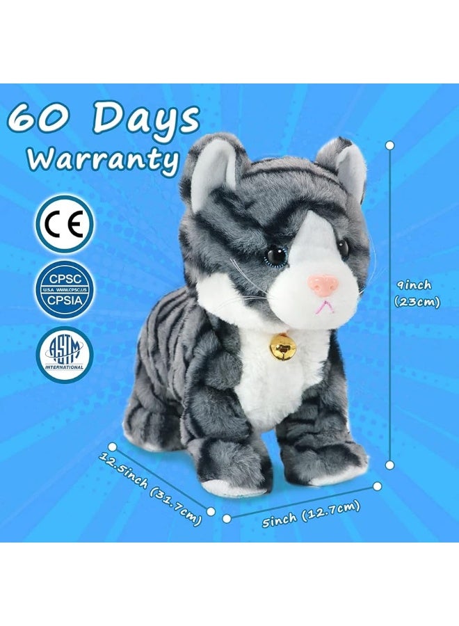 Smalody Smalody Interactive Electronic Plush Toy - Upgrade with LED Light Eyes Animated Sound Control Electronic Pet, Robot Cat Kitten Toys Gifts for Boys & Girls Kids Birthday Christmas (Gray) - Image 3