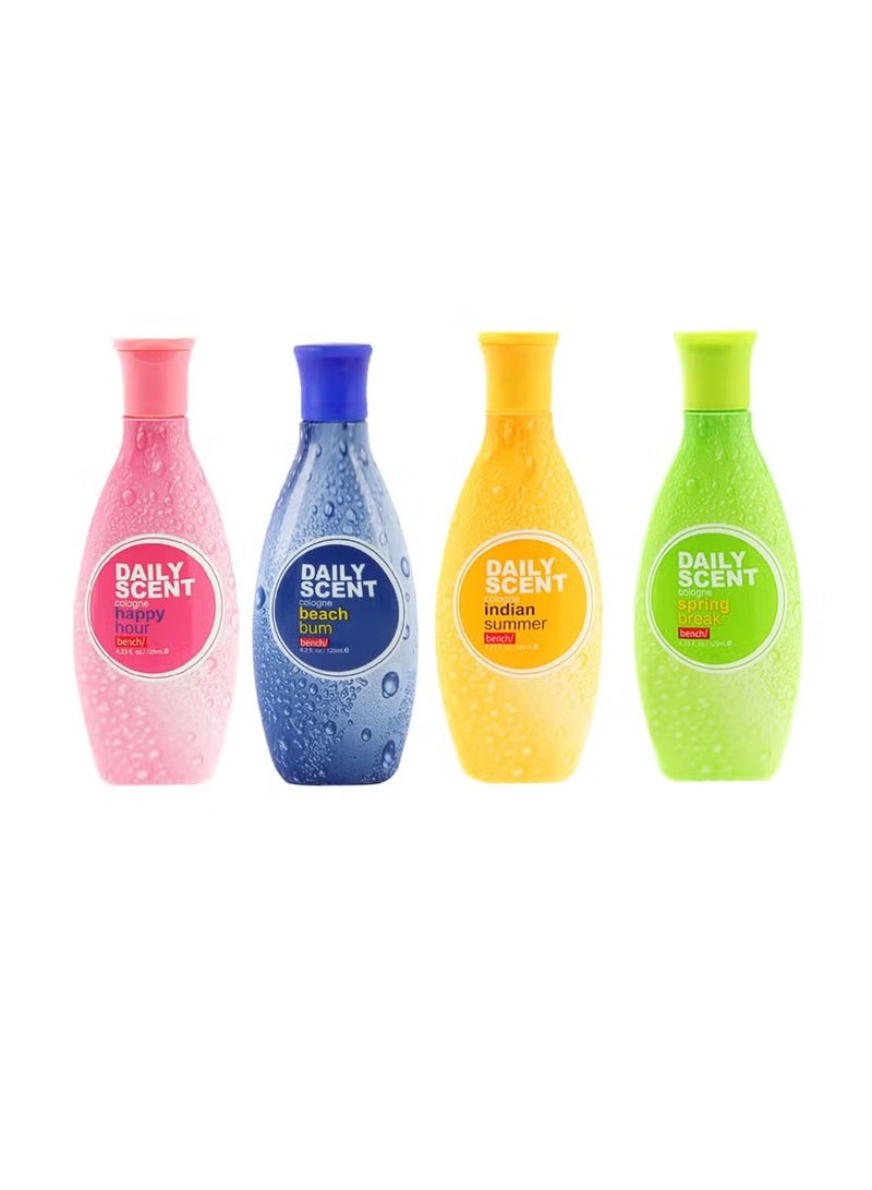 4-Piece Daily Scent Punch Daily Body Mist Cologne Multicolour 125 ml